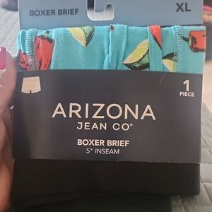 Arizona Jean Company Men's Turquoise Boxer Briefs with Lime & Coral Print